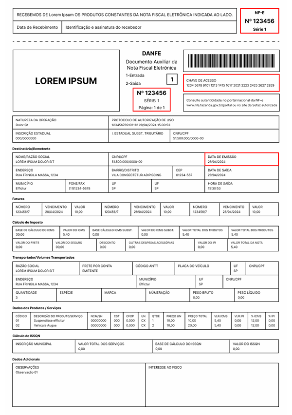 Exemplo DANFE